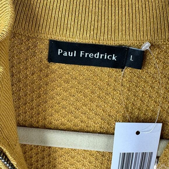 Paul Frederick Half Zip Sweater Mens Large Silk Cotton Cashmere Pullover Mustard - Picture 5 of 8